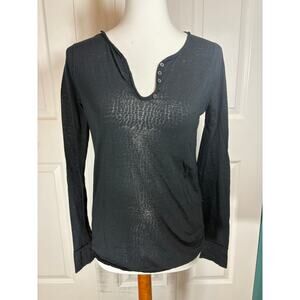 Zadig & Voltaire black animal print sheer long sleeve top size small